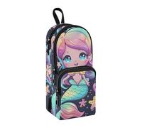 Hand Drawn A Cute Mermaid Pencil Case, Big Capacity Pen Bag with Compartment Students Schoolbag Shape Stationery Organizer Pencil Pouch Marker Case for School Office Work