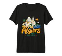 Hand Drawn Algiers Algeria Travel Souvenir Landmark Gift Premium T-Shirt