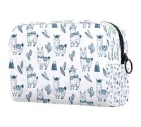 Hand Drawn Alpaca Llama and Cactus Cosmetic Bag for Women, Travel Toiletries Bags Large Makeup Handy Pouch Organiser Bag with Zipper