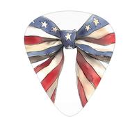 Hand-Drawn American Flag Bow Guitar Picks Gift Set - Smooth Durable Plectrums For Acoustic, Electric & Bass Guitar, Perfect Present For Guitar Lovers & Musicians