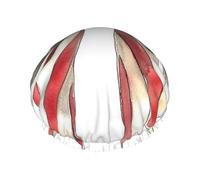 Hand-Drawn American Flag Bow Waterproof Reusable Shower Cap For Women - Elastic Hair Cover For Bath, Spa, Travel & Daily Use