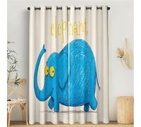 Hand-Drawn Animal Blackout Curtains for Bedroom, 66"x90" Thermal Insulated Simple Elephant Drawing Black Out Curtains, Nice Drape Super Soft Blackout Blind for Living Room Window Decor, 2 Panels
