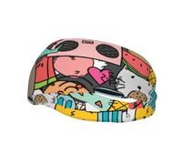 Hand Drawn Animal Graffiti Seamless Pattern Headbands Men Women Non Slip Wicking Sports Sweatband for Gym Basketball Yoga Hairbands