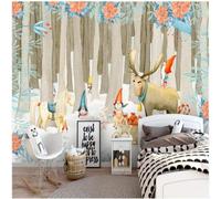 Hand Drawn Art Cartoon Forest Elves Animals 3D Wallpaper Premium Textured Silk Study Dining Living Room Bedroom Sofa TV Wall Easy Install-150cm×105cm