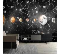 Hand Drawn Art Line Star Star Planet Solar System 3D Wallpaper Easy Install Feature Office Living Room Sofa Bedroom TV Background Wall Decoration-200cm×140cm