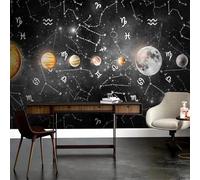 Hand Drawn Art Line Star Star Planet Solar System 3D Wallpaper Luxury Silk Study Dining Feature Sofa Grey Bedroom Living Room Tv Decorative Wall-200cm×140cm
