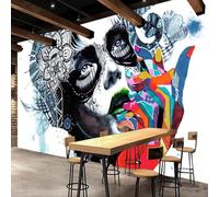 Hand Drawn Art Street Colour Graffiti Beauty 3D Wallpaper Textured Silk Easy Install Living Room Sofa Bedroom Dining Room Home Decoration Wall-200cm×140cm