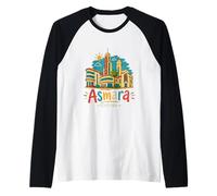 Hand Drawn Asmara Eritrea Travel Souvenir Landmark Gift Raglan Baseball Tee