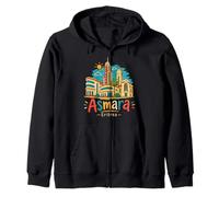 Hand Drawn Asmara Eritrea Travel Souvenir Landmark Gift Zip Hoodie