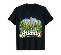 Hand Drawn Atlanta Georgia Travel Souvenir Landmark Gift Value Graphic T-Shirt