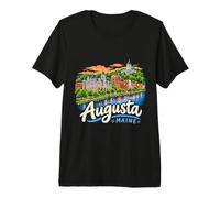 Hand Drawn Augusta Maine Travel Souvenir Landmark Gift Premium T-Shirt