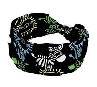Hand Drawn Baby Lions and Zebras Headbands for Women Girls, Wide Headband, Knotted Cross Turban Head Band, Non Slip Hairband for Yoga Workout Running