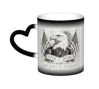 Hand-drawn bald eagle with USA 250th Coffee Mugs 11 Oz Heat Sensitive Starry Sky Color Changing Mugs, Ceramic Magic Cup with Handle Personalized Tea Cups Novelty Coffee Cup Gift for Women Men Black