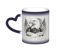Hand-drawn bald eagle with USA 250th Coffee Mugs 11 Oz Heat Sensitive Starry Sky Color Changing Mugs, Ceramic Magic Cup with Handle Personalized Tea Cups Novelty Coffee Cup Gift for Women Men Blue
