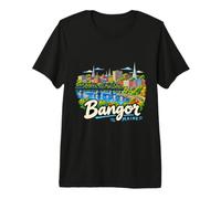 Hand Drawn Bangor Maine Travel Souvenir Landmark Gift Premium T-Shirt