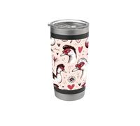 Hand Drawn Barbary Ducks Floral Pattern Muscovy Duck Stainless Steel Insulated Tumbler