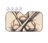 Hand Drawn Baseball Bats and Ball Car Windshield Sun Shade Foldable Car Sun Shade Front Windshield Sunshade Windshield Cover Reflective Sun Visor Keep Your Vehicle Cool for Most Sedans SUV Truck