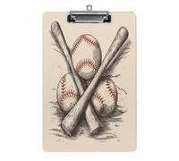 Hand Drawn Baseball Bats and Ball Clipboard Colorful Sturdy Acrylic Clipboard Decorative Clip Board with Metal Clip Cute Plastic Clipboards A4 for Nurses Office（Standard Size 8.5" X 12.5"）