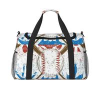 Hand Drawn Baseball Bats and Ball Handheld Crossbody Travel Bag Weekender Bag Carry Travel Bag Duffle Bag Gym Bag for Men Women