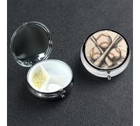Hand Drawn Baseball Bats and Ball Pill Case 3 Compartment Pill Box Portable Metal Pill Organizer Cute Travel Pill Container Vitamin Organizer for Purse Pocket Travel Gift