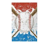 Hand Drawn Baseball Bats and Ball Printed Wooden Puzzle 1000 Piece, Cute Puzzle Game in Plastic Box for Family Entertainment and Brain Training Gifts