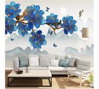 Hand Drawn Beautiful Colourful Flowers Butterflies Flying Birds 3D Wallpaper Premium Textured Silk Study Dining Living Room Bedroom Sofa TV Wall Easy Install-350cm×256cm