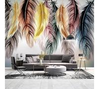 Hand Drawn Beautiful Fresh Elegant Coloured Feathers 3D Wallpaper Easy Install Feature Office Living Room Sofa Bedroom TV Background Wall Decoration-400cm×280cm