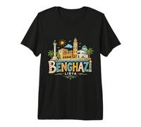 Hand Drawn Benghazi Libya Travel Souvenir Landmark Gift Premium T-Shirt