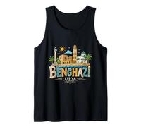 Hand Drawn Benghazi Libya Travel Souvenir Landmark Gift Tank Top
