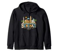 Hand Drawn Benghazi Libya Travel Souvenir Landmark Gift Zip Hoodie