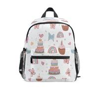 Hand Drawn Birthday Cake Butterfly Pattern Toddler Backpack, Boy Backpack Preschool Bag Kindergarten Schoolbag Nursery Travel Bag for Girl