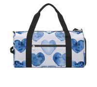 Hand Drawn Blue Heart Gym Bag Travel Duffel Bags for Men Women Large Weekender Bags Carry On Overnight Duffle Bag with Shoe Compartment for Workout, style, One Size