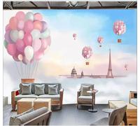 Hand Drawn Blue Sky Balloons Cartoon Castle 3D Wallpaper Easy Install Feature Office Living Room Sofa Bedroom TV Background Wall Decoration-200cm×140cm