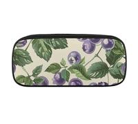 Hand Drawn Blueberries Pencil Case Waterproof Leather Pencil Pouch Multi-purpose Aesthetic Makeup Bag Cute Pen Bag Large Cosmetic Bag for Office Stationery, Travel