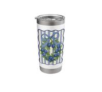 Hand Drawn Blueberry Wreath Botanical Fruit Design Stainless Steel Insulated Tumbler