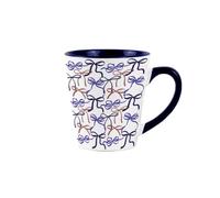 Hand-Drawn Bows Navy Blue Small Latte Mug - Colourful Ceramic Coffee Cup