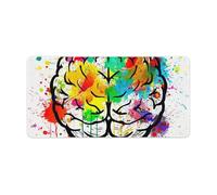 Hand Drawn Brain Desk Mat with Stitched Edges, Rubber Mouse Mat for Keyboard Mats Non-Slip Waterproof Desk Pad Office Supplies Large Gaming Mouse Pad for Home Work