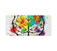 Hand Drawn Brain Desk Mat with Stitched Edges, Rubber Mouse Mat for Keyboard Mats Non-Slip Waterproof Desk Pad Office Supplies Large Gaming Mouse Pad for Home Work