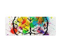Hand Drawn Brain Desk Mat with Stitched Edges, Rubber Mouse Mat for Keyboard Mats Non-Slip Waterproof Desk Pad Office Supplies Large Gaming Mouse Pad for Home Work