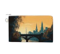 Hand Drawn Buildings Canvas Coin Purse, Portable Zippered Change Pouch for Women, Small Wallet for Coins Keys Cards Lipstick