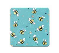 Hand Drawn Busy Bees Coasters - Set of 4 Warren Reed - Designer Blue One Size