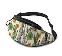 Hand Drawn Cactus in Bloom Casual Fanny Waist Pack Bag Adjustable Lightweight Sport Belt Waist Bag for Sports Running Hiking Biking Walking