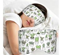 Hand Drawn Cactus Print, Sleep Mask for Home Travel, Full Eye Covers Light Blocking Eye Mask Sleep Eye and Ear Muffs