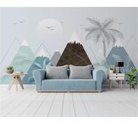 Hand Drawn Cartoon Colour Block Geometry Plant Bird 3D Wallpaper Easy Install Feature Office Living Room Sofa Bedroom TV Background Wall Decoration-300cm×210cm