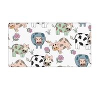 Hand Drawn Cartoon Cow,Mouse Pad Large Desk Pad Computer Keyboard Mouse Mat with Non Slip Rubber Base 40 x 70 cm