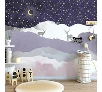 Hand Drawn Cartoon Moose Starry Sky Mountain Peaks 3D Wallpaper Luxury Home Dining Decor Paste Sofa Living Room The Wall for Bedroom Mural-430cm×300cm