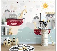 Hand Drawn Cartoon Ocean Sailing Ships Animals 3D Wallpaper Easy Install Feature Office Living Room Sofa Bedroom TV Background Wall Decoration-300cm×210cm