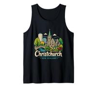 Hand Drawn Christchurch New Zealand Travel Landmark Gift Tank Top