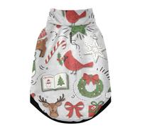 Hand Drawn Christmas Pattern Warm Dog Coat, Adjustable Durable Doggie Winter Jacket Reversible Cozy Puppy Cold Weather Apparel from Small to Large Breed