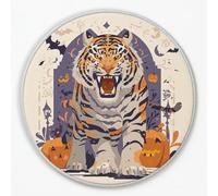 Hand-Drawn Circle Rug Living Room Light Beige, Tiger Animal Halloween Decor Pattern Sturdy Comfort Home Decor Circle Rug for Children's Room - Small 50 cm